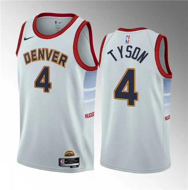 Men%27s Denver Nuggets #4 Hunter Tyson White 2023 Draft Icon Edition Stitched Basketball Jersey Dzhi->dallas mavericks->NBA Jersey
